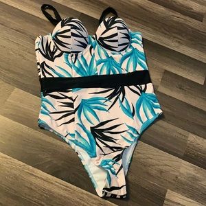Tropical one piece swimsuit